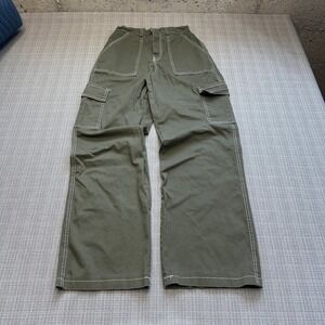 Rachel Paige Wide Leg Cargo Pants Olive Green Small Y2K Grunge Indie Utility *